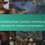 The Walking Dead: Survivors monthly pass bonuses for resource accumulation